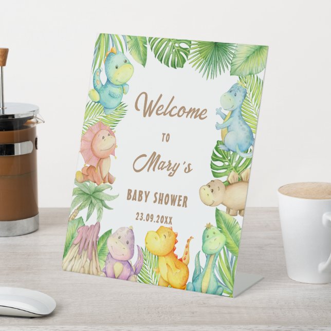 Dinosaur Baby Welcome Pedestal Sign (In SItu)