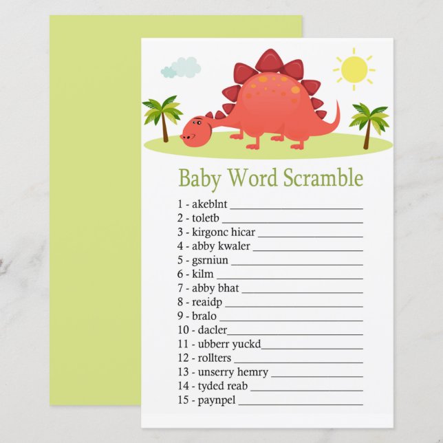 Dinosaur Baby word scramble game (Front/Back)
