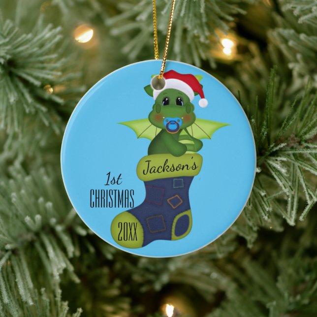 Dinosaur Baby's 1st Christmas Ceramic Tree Decoration (Tree)