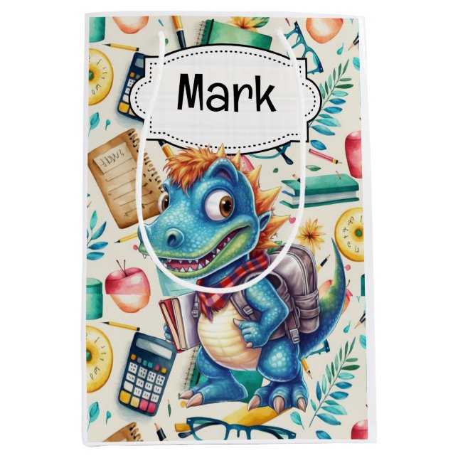 Dinosaur Back to School theme for Student  Medium Gift Bag (Front)