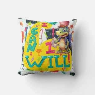 Dinosaur Back to School theme Inspirational Cushion