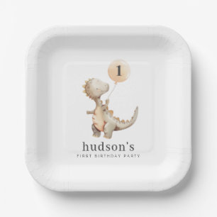 Dinosaur Balloon Paper Plate