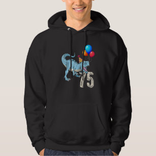 Dinosaur Balloon Rex 75th Birthday Kid Boy Girl Fu Hoodie