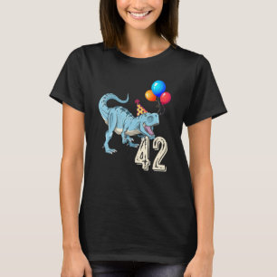 Dinosaur Balloon T Rex 42nd Birthday Kid Boy Girl T-Shirt