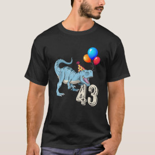 Dinosaur Balloon T Rex 43Rd Birthday Kid Boy Girl T-Shirt