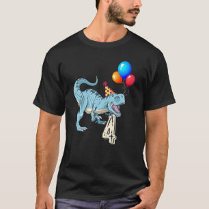 Dinosaur Balloon T Rex 4th Birthday Kid Boy Girl T-Shirt