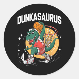 Dinosaur Basball Lover Dunkasaurus Funny Basball Classic Round Sticker