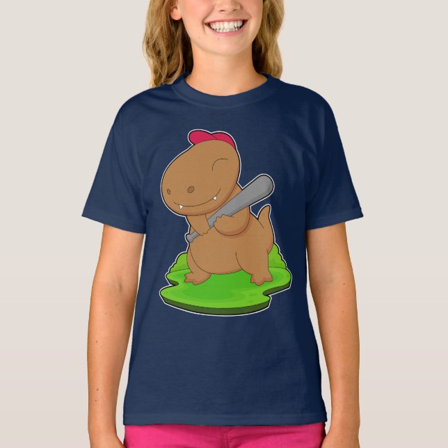 Dinosaur Baseball Baseball bat T-Shirt (Front)