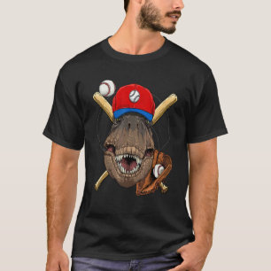 Dinosaur Baseball Player Rex Pitcher Catcher Coach T-Shirt