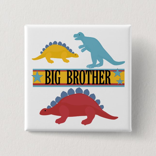 Dinosaur Big Brother 15 Cm Square Badge (Front)
