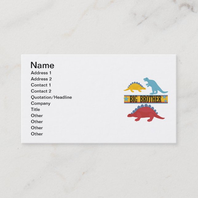 Dinosaur Big Brother Business Card (Front)