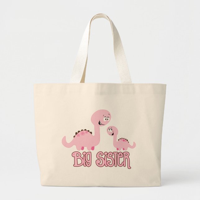 Dinosaur Big Sister Large Tote Bag (Front)