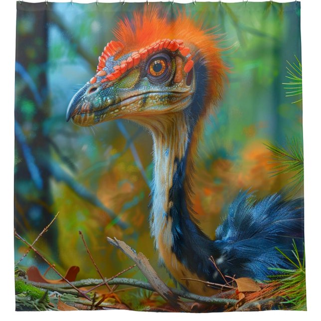 Dinosaur Bird Shower Curtain (Front)