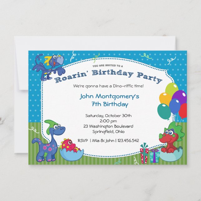 Dinosaur Birthday Bash Costume Party Invitation (Front)