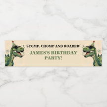 Dinosaur Birthday Bottle Labels – Kids Party