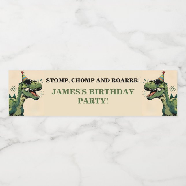 Dinosaur Birthday Bottle Labels – Kids Party (Single Label)