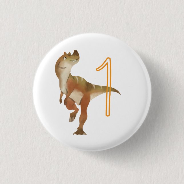 Dinosaur birthday boy    3 cm round badge (Front)
