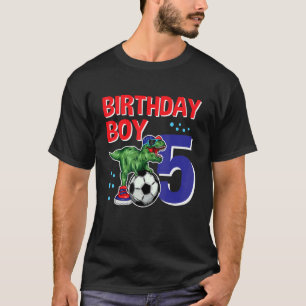 Dinosaur Birthday Boy 5 Year Old Dino Soccer Birth T-Shirt