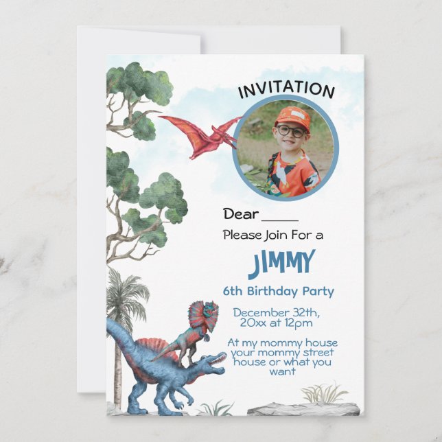 Dinosaur Birthday Boy Child Invitation (Front)