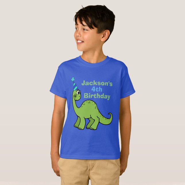Dinosaur Birthday Boy Personalised Kids T-Shirt (Front Full)
