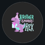 Dinosaur Birthday Brother Saurus T Rex Family Matc Classic Round Sticker<br><div class="desc">Dinosaur Birthday Brother Saurus T Rex Family Matching Party</div>