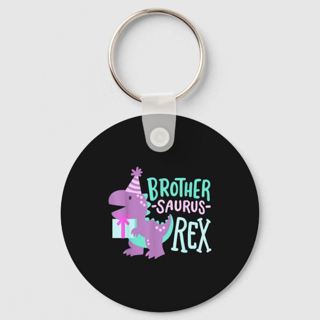 Dinosaur Birthday Brother Saurus T Rex Family Matc Key Ring (Front)