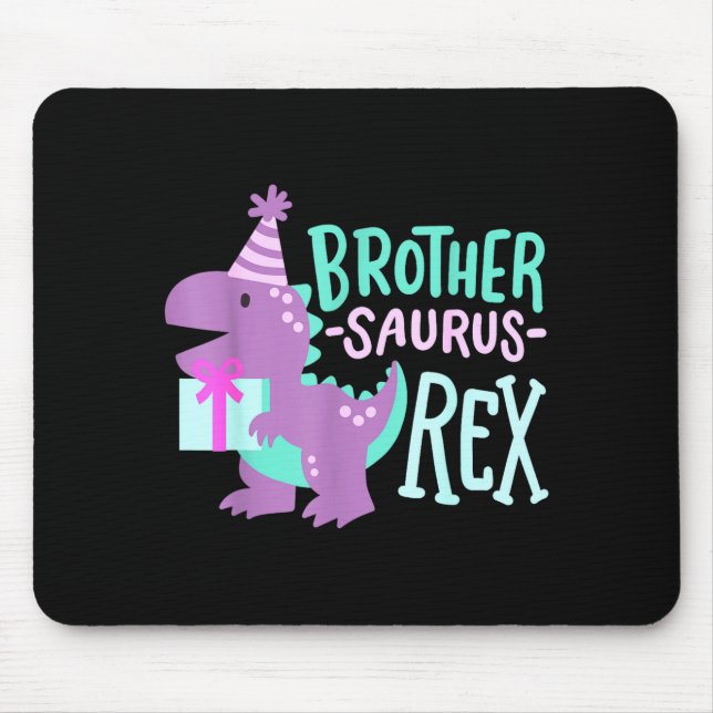 Dinosaur Birthday Brother Saurus T Rex Family Matc Mouse Mat (Front)
