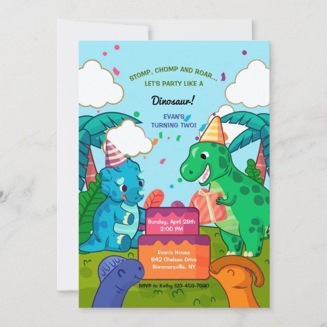 Dinosaur Birthday Celebration Invitation (Front)