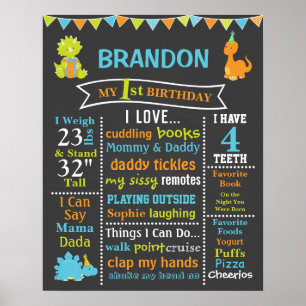 Dinosaur Birthday Chalkboard Sign