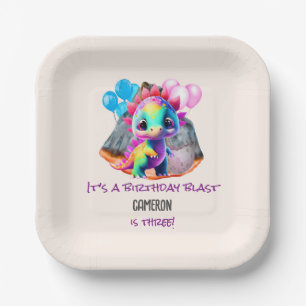 Dinosaur Birthday Colorful To Be a Blast Any Age Paper Plate