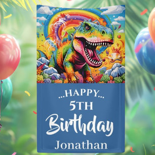 dinosaur birthday colourful blue medium gift bag