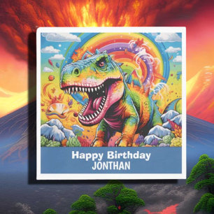 dinosaur birthday colourful cute napkin