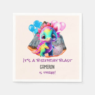 Dinosaur Birthday Colourful To Be a Blast Any Age Napkin