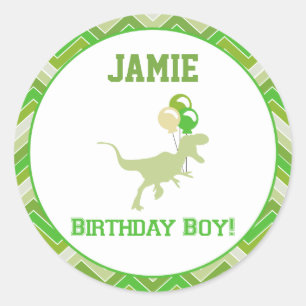 Dinosaur Birthday Cupcake Toppers/Stickers Classic Round Sticker