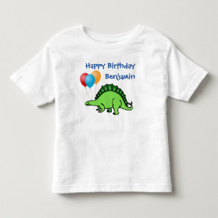 Dinosaur Birthday Cute Balloons Little Boy Name Toddler T-Shirt