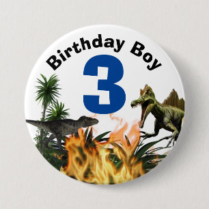 Dinosaur birthday DIY age t-rex prehistoric animal 7.5 Cm Round Badge
