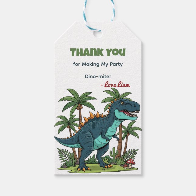 Dinosaur Birthday Favor Tags (Front)