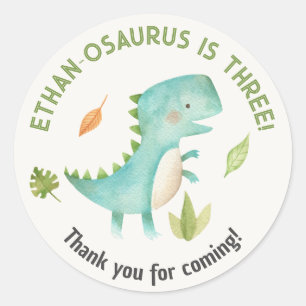 Dinosaur Birthday Favour Stickers Boy Trex