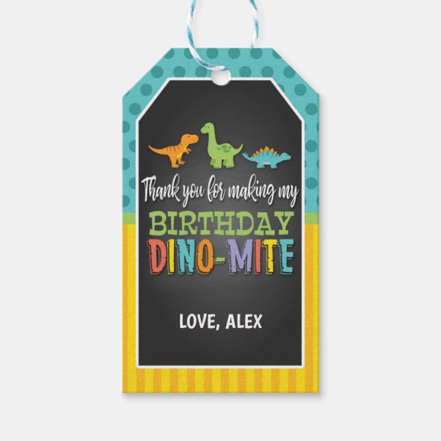 Dinosaur Birthday Favour Tag (Front)