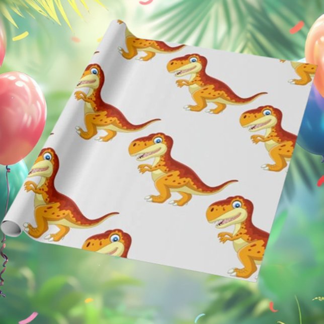 Dinosaur Birthday Gold Wrapping Paper (Make your little one's birthday extra special with our Dinosaur Birthday Gold Wrapping Paper.)