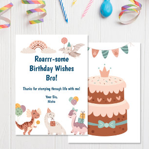 Dinosaur Birthday Greetings Thank You Card
