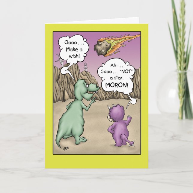 Dinosaur Birthday Humour, Wish upon a star Card (Front)