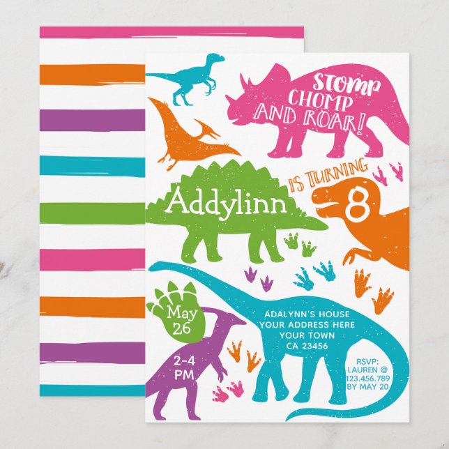 Dinosaur Birthday Invitation (Front/Back)