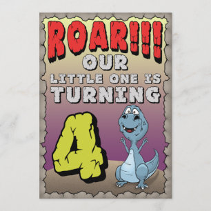 Dinosaur Birthday Invitation 4 Year Old