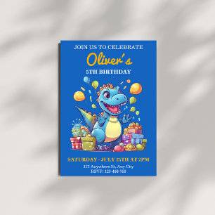 Dinosaur Birthday Invitation Boys - 5th Birthday