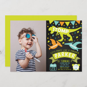 Dinosaur Birthday Invitation Chalkboard Photo