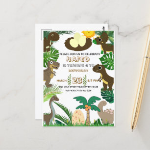 Dinosaur Birthday Invitation: Dino Adventure, Edit Postcard