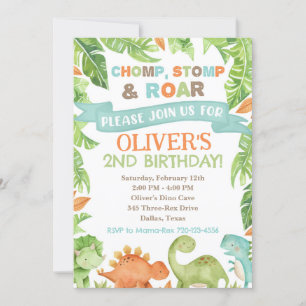 Dinosaur Birthday Invitation, Dino Invitation