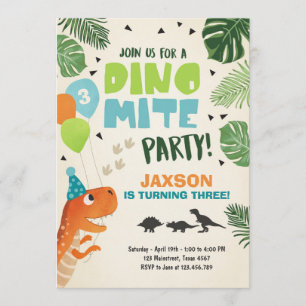 Dinosaur birthday invitation Dino mite T-Rex party