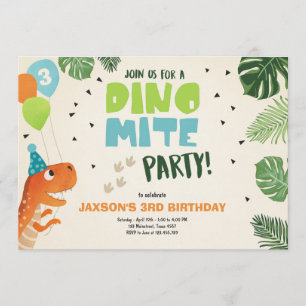 Dinosaur birthday invitation Dino mite T-Rex party